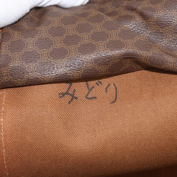 CELINE Macadam Canvas Boston Bag PVC Leather Brown Gold Auth AMZ156A