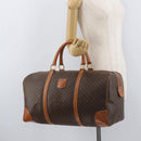 CELINE Macadam Canvas Boston Bag PVC Leather Brown Gold Auth AMZ156A-23