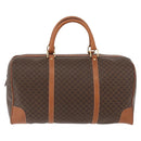 CELINE Macadam Canvas Boston Bag PVC Leather Brown Gold Auth AMZ156A-2
