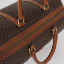 CELINE Macadam Canvas Boston Bag PVC Leather Brown Gold Auth AMZ156A-6