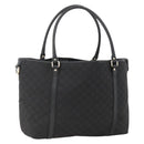 GUCCI GG Canvas Tote Bag Outlet Black Silver 265695 Auth AMZ157-1
