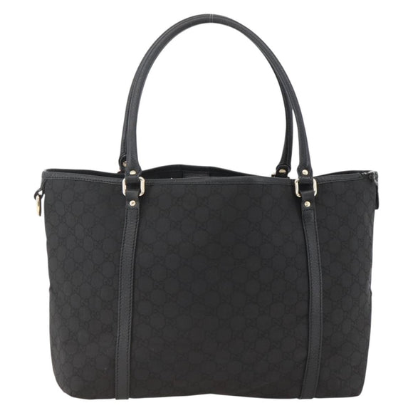 GUCCI GG Canvas Tote Bag Outlet Black Silver 265695 Auth AMZ157