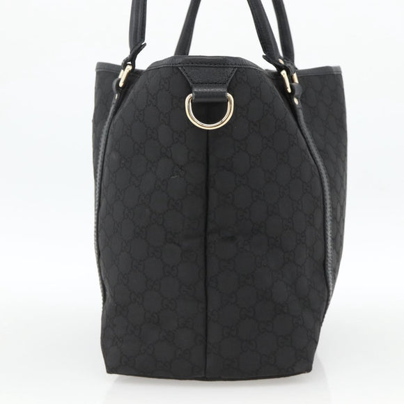 GUCCI GG Canvas Tote Bag Outlet Black Silver 265695 Auth AMZ157