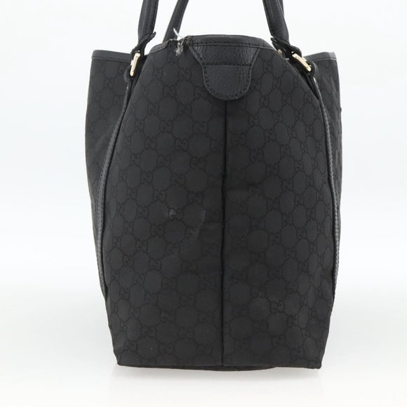 GUCCI GG Canvas Tote Bag Outlet Black Silver 265695 Auth AMZ157