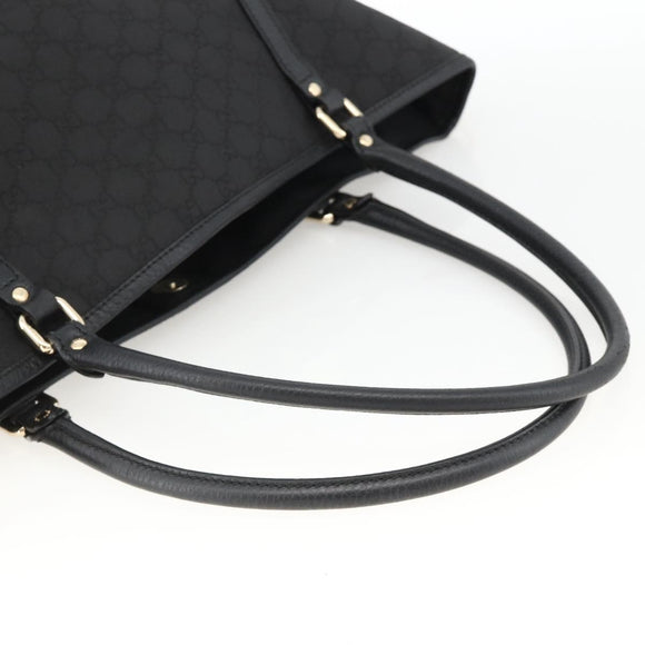 GUCCI GG Canvas Tote Bag Outlet Black Silver 265695 Auth AMZ157