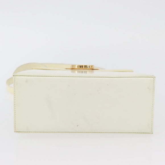 Salvatore Ferragamo Gancini Hand Bag Patent leather 2way Ivory Gold Auth AMZ162
