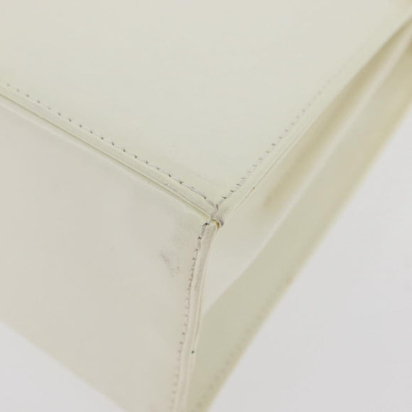 Salvatore Ferragamo Gancini Hand Bag Patent leather 2way Ivory Gold Auth AMZ162