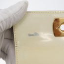 Salvatore Ferragamo Gancini Hand Bag Patent leather 2way Ivory Gold Auth AMZ162-18