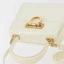 Salvatore Ferragamo Gancini Hand Bag Patent leather 2way Ivory Gold Auth AMZ162-6
