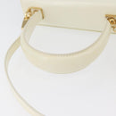 Salvatore Ferragamo Gancini Hand Bag Patent leather 2way Ivory Gold Auth AMZ162-7