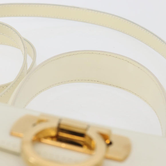 Salvatore Ferragamo Gancini Hand Bag Patent leather 2way Ivory Gold Auth AMZ162
