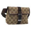 GUCCI GG Canvas Heuptas Beige Zilver 131236 Auth AMZ164-1