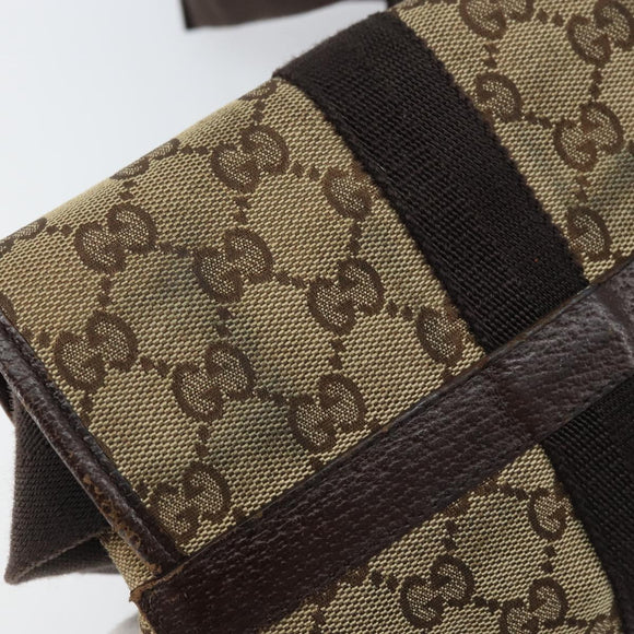 GUCCI GG Canvas Heuptas Beige Zilver 131236 Auth AMZ164