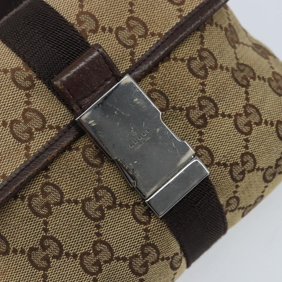 GUCCI GG Canvas Heuptas Beige Zilver 131236 Auth AMZ164