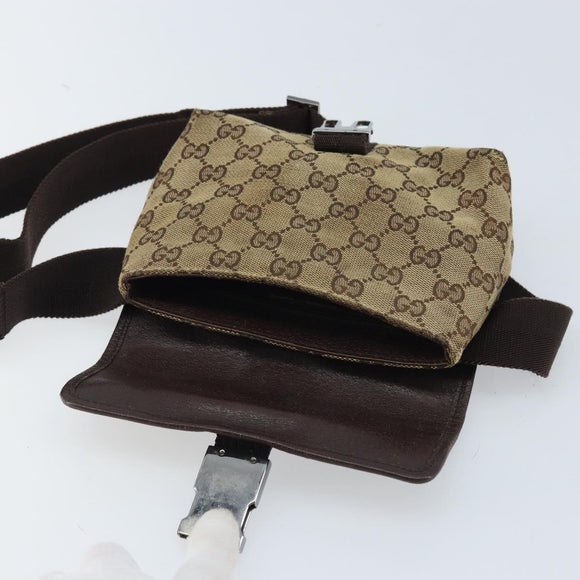 GUCCI GG Canvas Heuptas Beige Zilver 131236 Auth AMZ164