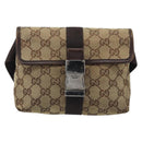 GUCCI GG Canvas Heuptas Beige Zilver 131236 Auth AMZ164-13