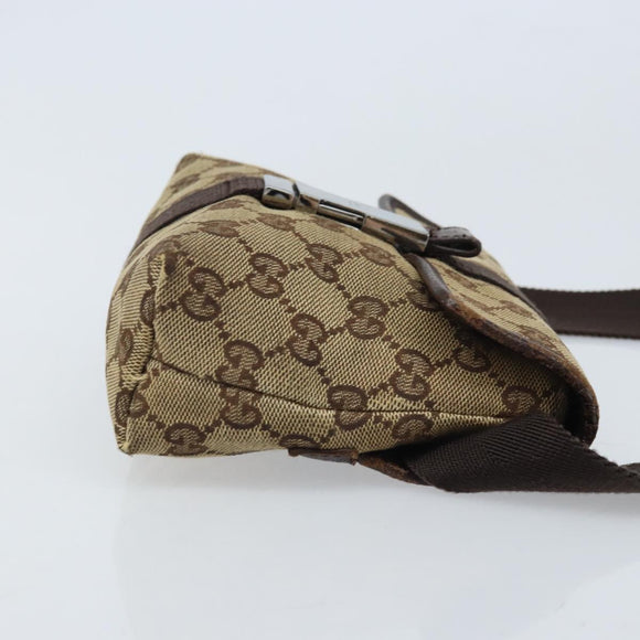 GUCCI GG Canvas Heuptas Beige Zilver 131236 Auth AMZ164