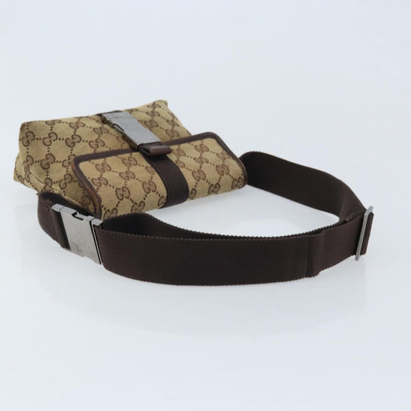 GUCCI GG Canvas Heuptas Beige Zilver 131236 Auth AMZ164