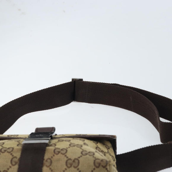 GUCCI GG Canvas Heuptas Beige Zilver 131236 Auth AMZ164