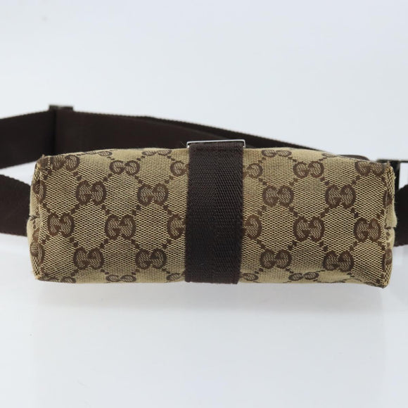 GUCCI GG Canvas Heuptas Beige Zilver 131236 Auth AMZ164