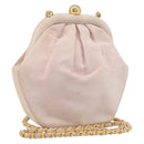 CHANEL Chain Shoulder Bag Suede Pink Gold CC Auth AMZ167A-1