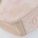 CHANEL Chain Shoulder Bag Suede Pink Gold CC Auth AMZ167A-14