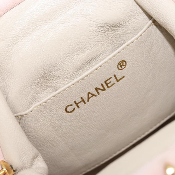 CHANEL Chain Shoulder Bag Suede Pink Gold CC Auth AMZ167A