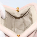 CHANEL Chain Shoulder Bag Suede Pink Gold CC Auth AMZ167A-19