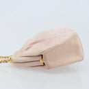 CHANEL Chain Shoulder Bag Suede Pink Gold CC Auth AMZ167A-4