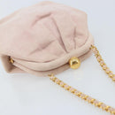 CHANEL Chain Shoulder Bag Suede Pink Gold CC Auth AMZ167A-6
