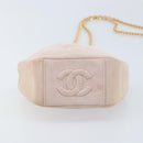 CHANEL Chain Shoulder Bag Suede Pink Gold CC Auth AMZ167A-5