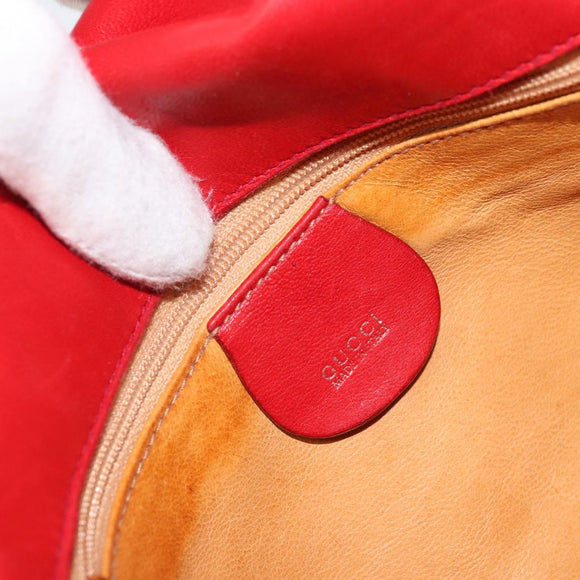 GUCCI Shoulder Bag Suede Red Gold 007 3444 0220 Auth AMZ169