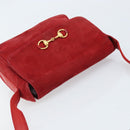 GUCCI Shoulder Bag Suede Red Gold 007 3444 0220 Auth AMZ169-6