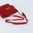 GUCCI Shoulder Bag Suede Red Gold 007 3444 0220 Auth AMZ169-7