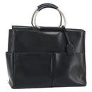 GUCCI Hand Bag Leather Black Silver 002 3754 0313 Auth AMZ175-1