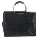 GUCCI Hand Bag Leather Black Silver 002 3754 0313 Auth AMZ175-13