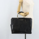 GUCCI Hand Bag Leather Black Silver 002 3754 0313 Auth AMZ175-23