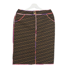 FENDI Zucca Canvas Skirt Black Brown Auth AMZ177V