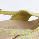CHANEL COCO Mark Sandals Tweed Yellow CC Auth AMZ178M-33
