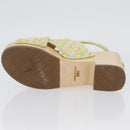 CHANEL COCO Mark Sandals Tweed Yellow CC Auth AMZ178M-7