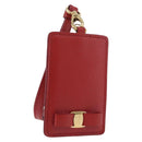 Salvatore Ferragamo Vala Neck Card Case Leather Red Gold Auth AMZ180A-1
