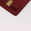Salvatore Ferragamo Vala Neck Card Case Leather Red Gold Auth AMZ180A-11