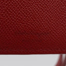 Salvatore Ferragamo Vala Neck Card Case Leather Red Gold Auth AMZ180A-14