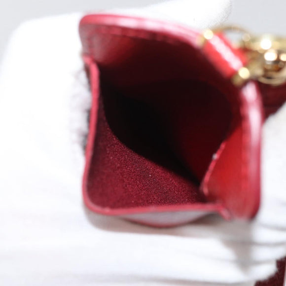 Salvatore Ferragamo Vala Neck Card Case Leather Red Gold Auth AMZ180A