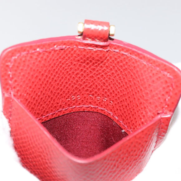 Salvatore Ferragamo Vala Neck Card Case Leather Red Gold Auth AMZ180A