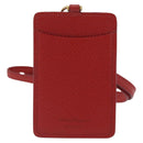 Salvatore Ferragamo Vala Neck Card Case Leather Red Gold Auth AMZ180A-3