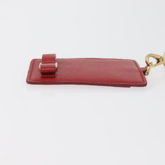 Salvatore Ferragamo Vala Neck Card Case Leather Red Gold Auth AMZ180A
