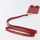 Salvatore Ferragamo Vala Neck Card Case Leather Red Gold Auth AMZ180A-7