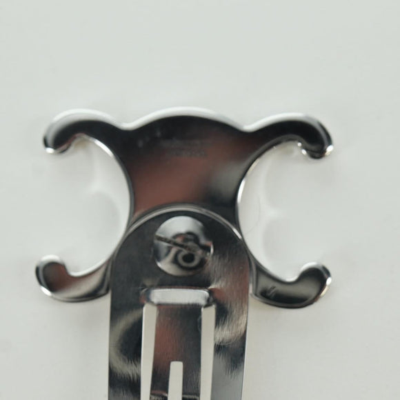 CELINE Barrette Triomphe Hair Clip metal Silver Auth AMZ181M