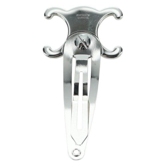 CELINE Barrette Triomphe Hair Clip metal Silver Auth AMZ181M